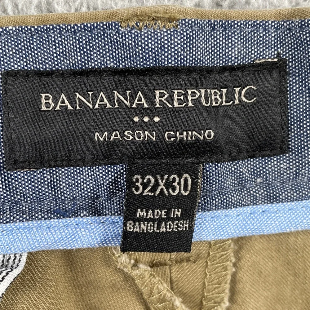 Banana Republic Chino Mens 32x30 Khaki Mason Chino Flat Front Stretch Cotton